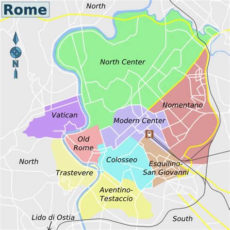 Rome City And Districts Map Mapsof Net