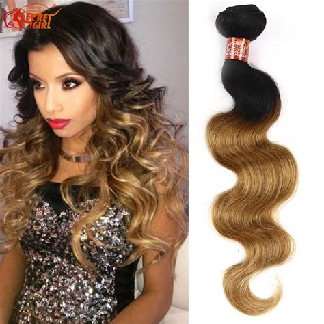 Peruvian Body Wave Virgin Two Tone Human Hair 1 Bundle T1b 27 Body Wave Ombre Hair Weave Grade