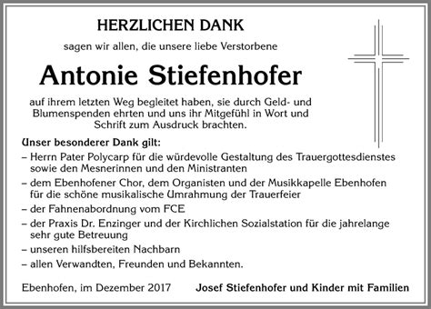 Traueranzeigen von Antonie Stiefenhofer Allgäuer Zeitung