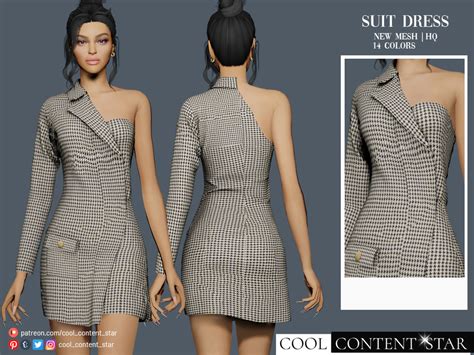 The Sims Resource One Shoulder Suit Dress Patreon