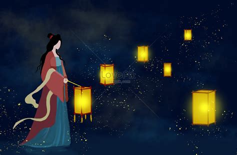 Zhongyuan festival illustration image_picture free download 401549243 ...