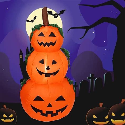 Halloween Inflatable Stacked Pumpkins Inflatable Pumpkin Lantern Decorations For Outdoor