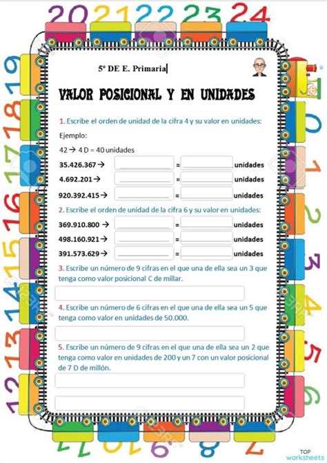 Valor Posicional Y En Unidades Ficha Interactiva Topworksheets Nbkomputer