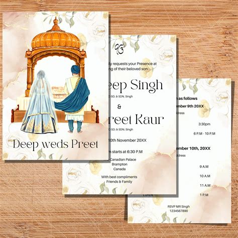 Elegant Sikh Wedding Invitation Sikh Wedding Card Sikh Digital Wedding