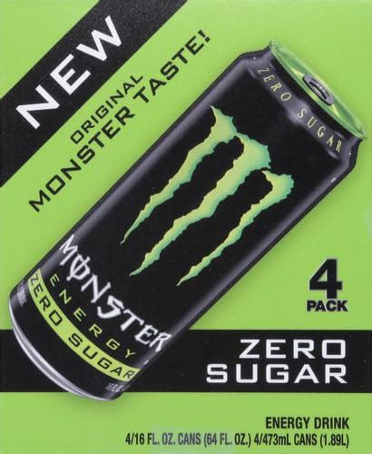 Monster Energy Zero Sugar Low Calorie Energy Drink 16 Ounce 4 Pack