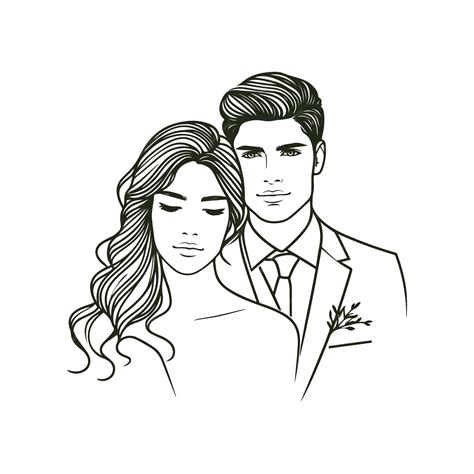 Premium Vector Line Drawing Romantic Wedding Couple One Line Art Love