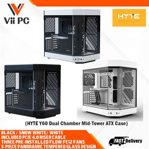 HYTE Y60 CASE Black Dual Chamber ATX Mid Tower Chassis BLACK SNOW WHITE