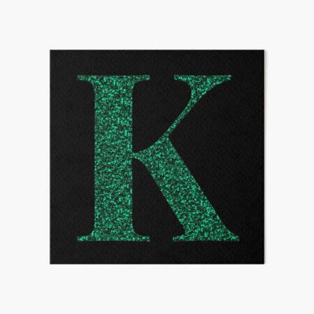 Letter K Emerald Dark Green Glitter Effect Alphabet Art Board Print