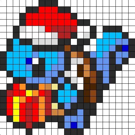 Xmas Squirtle Perler Bead Pattern Bead Sprite Pokemon Cross Stitch