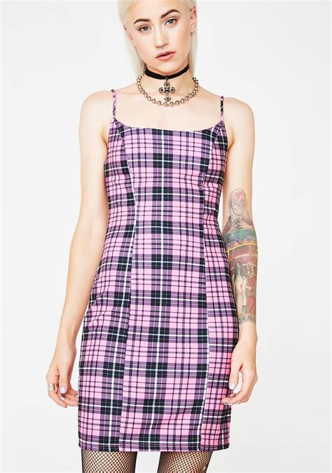 Pink Plaid Mini Dress Dolls Kill Mini Dress Club Dresses Style