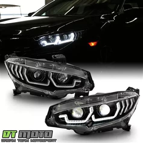 Par Faros Negro Interior Led Honda Civic Ex 2018 1 5l Meses sin interés