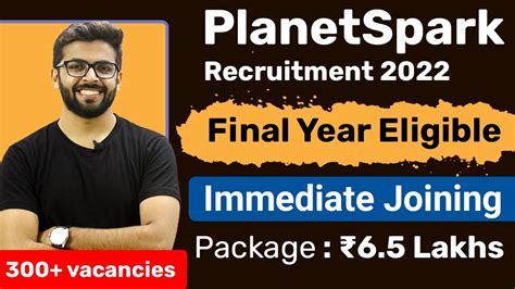 Planet Spark Recruitment Immediate Joining Package Lakhs