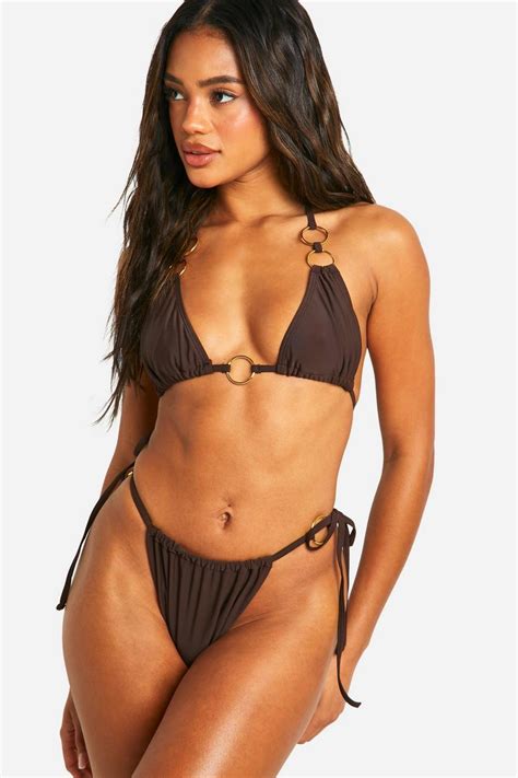 O Rings Wrap Around Triangle Bikini Set Boohoo Uk