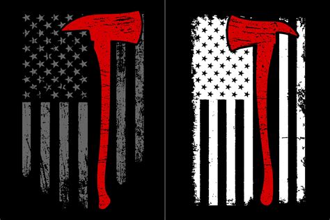 Firefighter Axe Thin Red Line Flag Graphic By Flag Station · Creative