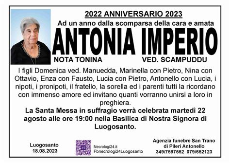 Funerali E Annunci Funebri A Antonia Imperio Funer