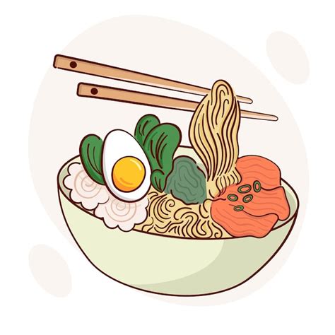 Zeichnen Sie Ramen Suppe In Einer Sch Ssel Vektor Illustration