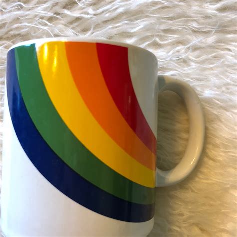 1970s Authentic Vintage Groovy Hippie Rainbow Ceramic Coffee Mug