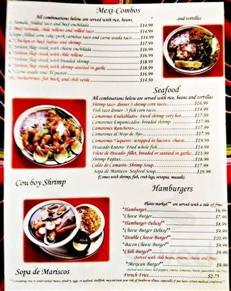 Mi Rancho Restaurant Menu In Yuma Arizona Usa