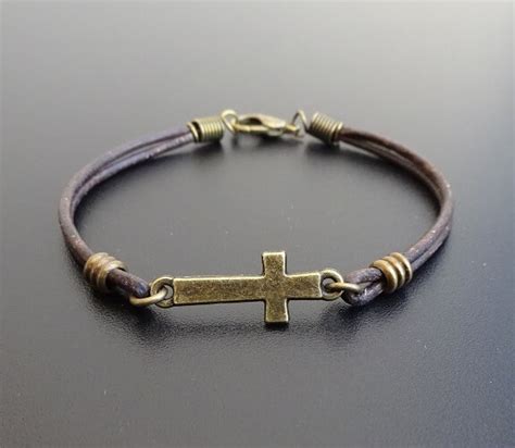 Cross leather Bracelet adjustable