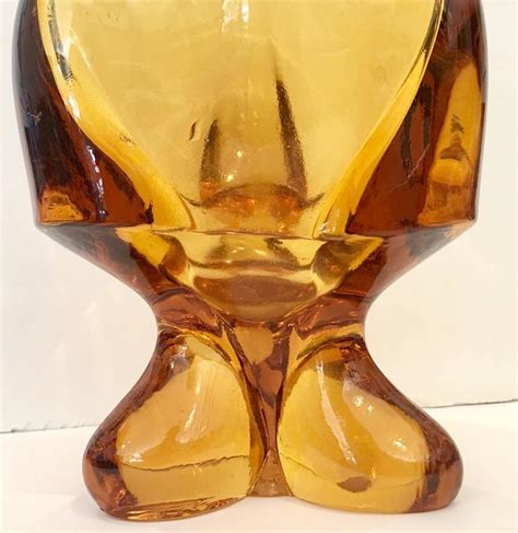 Mid Century Amber Footed Stretch Glass Vase By Viking At Stdibs