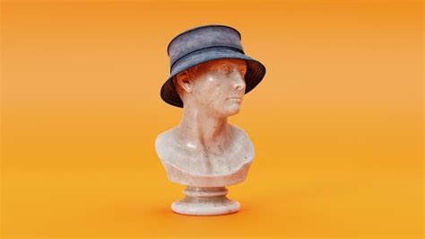 Busto Renderizado En 3d De Julio César Con Sombrero De Panamá Sobre