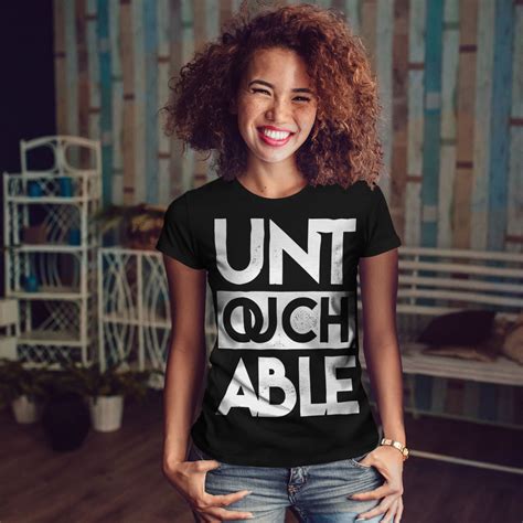 Wellcoda Untouchable Text Slogan Womens T Shirt Funny Casual Design Printed Tee Ebay