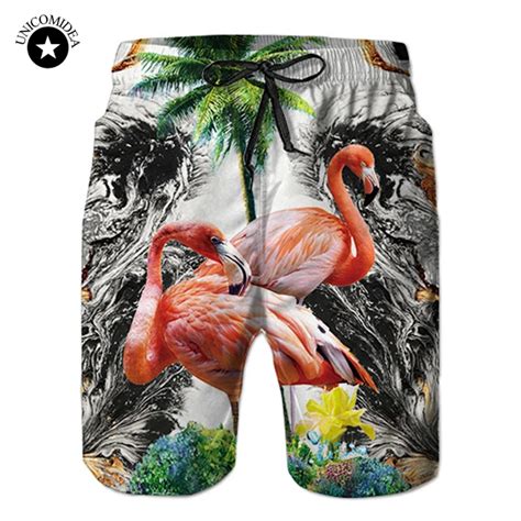 Summer Mens Shorts Hawaiian Shorts Quick Dry Bermudas 3d Flamingos Printed Board Shorts Casual