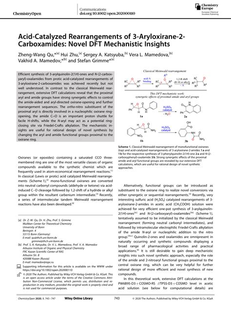 Pdf Acidcatalyzed Rearrangements Of Aryloxirane Carboxamides