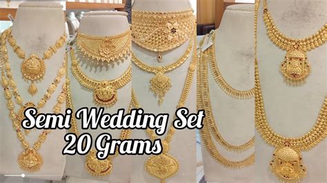 Light Weight Gold Wedding Set Semi Bridal Gold Necklace Haram Set From