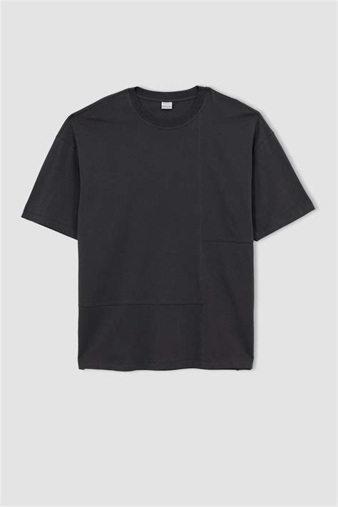 Anthracite MAN Oversize Fit Crew Neck T Shirt 2788621 DeFacto