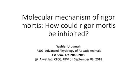 Pdf Molecular Mechanism Of Rigor Mortis How Could Rigor Mortis Be