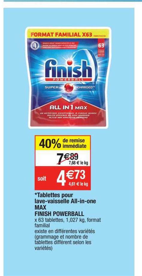 Promo Tablettes Pour Lave Vaisselle All In One Max Finish Powerball