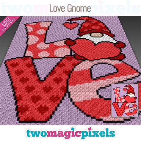 Love Gnome Graph For Crochet C2c Mini C2c Sc Hdc Dc Etsy