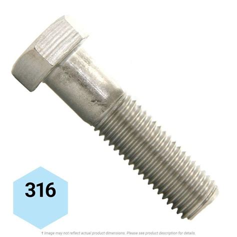 3 8 16 X 4 1 2 Stainless Steel Hex Head Cap Screw 316 K L Jack