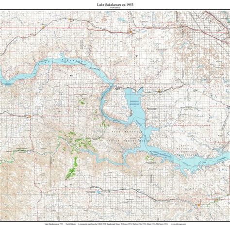 Map of Lake Sakakawea - Etsy