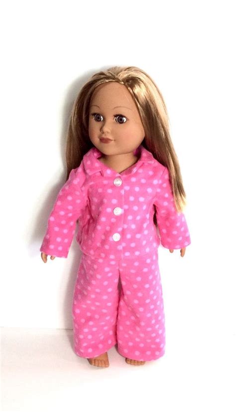 Pink Polka Dot Pajamas For 18 Inch Dolls Flannel Doll Pajamas Etsy Pink Polka Dots Girl