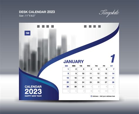 January 2023 Calendar 2023 Template Vector Desk Calendar 2023 Design