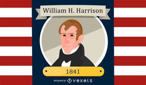 William H Harrison Cartoon Illustration Vector Download