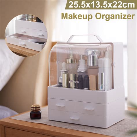 Multi Functional Large Capacity Cosmetic Storage Box Desktop Makeup Organizer Dust Proof Storage