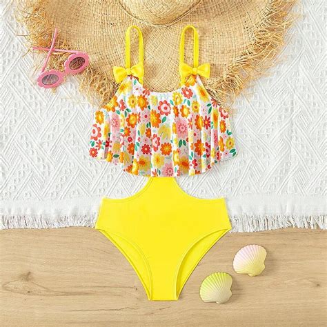 New Butterfly And Ruffled One Piece Swimsuit For Teenage Girls Summer