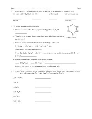 Fillable Online Employees Oneonta N Conjugate Acids And Bases SUNY