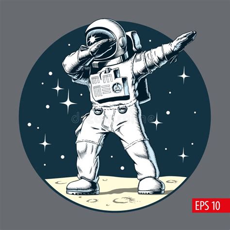 Astronauta Que Frota En La Luna Ejemplo Del Vector Ilustración del