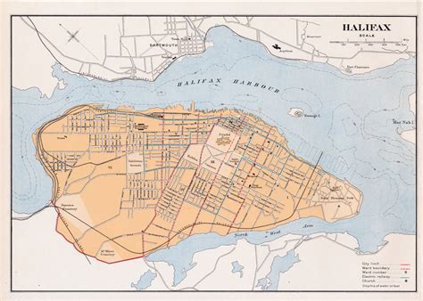 1915 Antique City Map Of Halifax Nova Scotia Canada Etsy