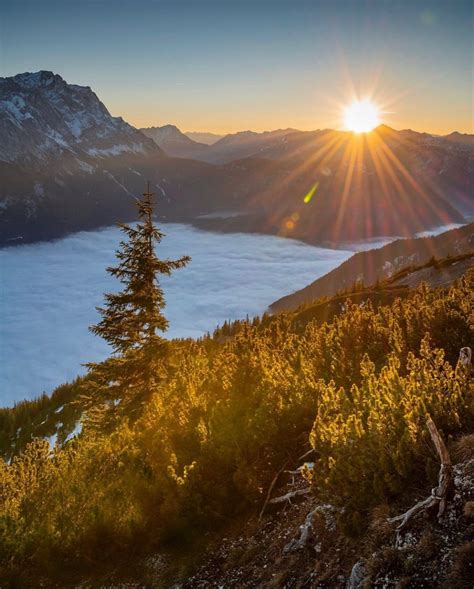 Beautiful Scenery Sunrise Sunset Germany Mountains Natural