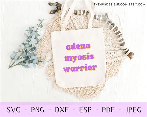 Adenomyosis Warrior Awareness Svg Adenomyosis Tshirt Design Adeno Awareness Svg Dxf Png