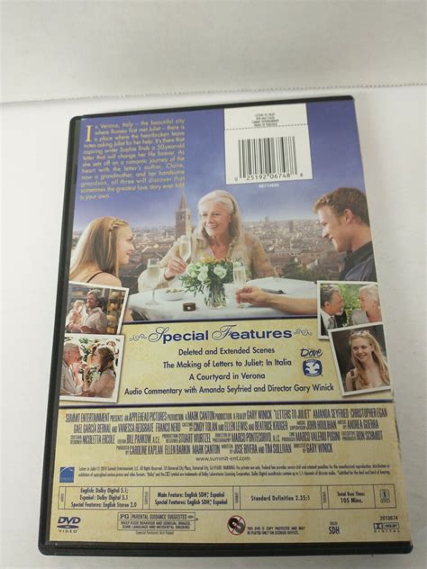 Letters To Juliet Dvd 2010 Summit Entertainment Widescreen Amanda