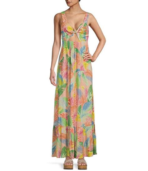 Hurley Paradise Printed Twist Front Cut Out Maxi Dress Dillard S