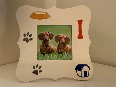 Handmade Carved Dog Picture Frame