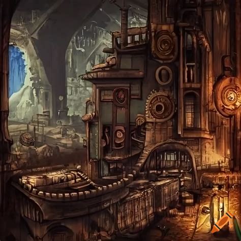 Steampunk City With Gears And Steam Engine On Craiyon