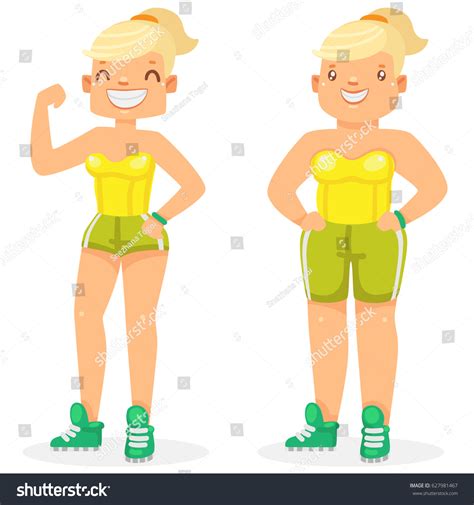 Fat Slim Woman Before After Weight Stock Vector Royalty Free